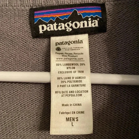 Patagonia mens gray quarter zip sweater - large - lambswool blend - Picture 2 of 6